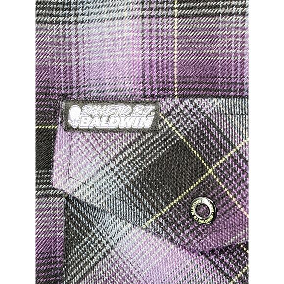 Dixxon Flannel Shirt Mens Medium Purple Plaid LS Ballistic 97 BJ Baldwin Punk - Picture 8 of 15